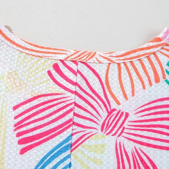 Multicolor Bowknot Printed Waffle Crew Neck Short  Sleeve Top New  M, L, XL - Picture 8 of 10